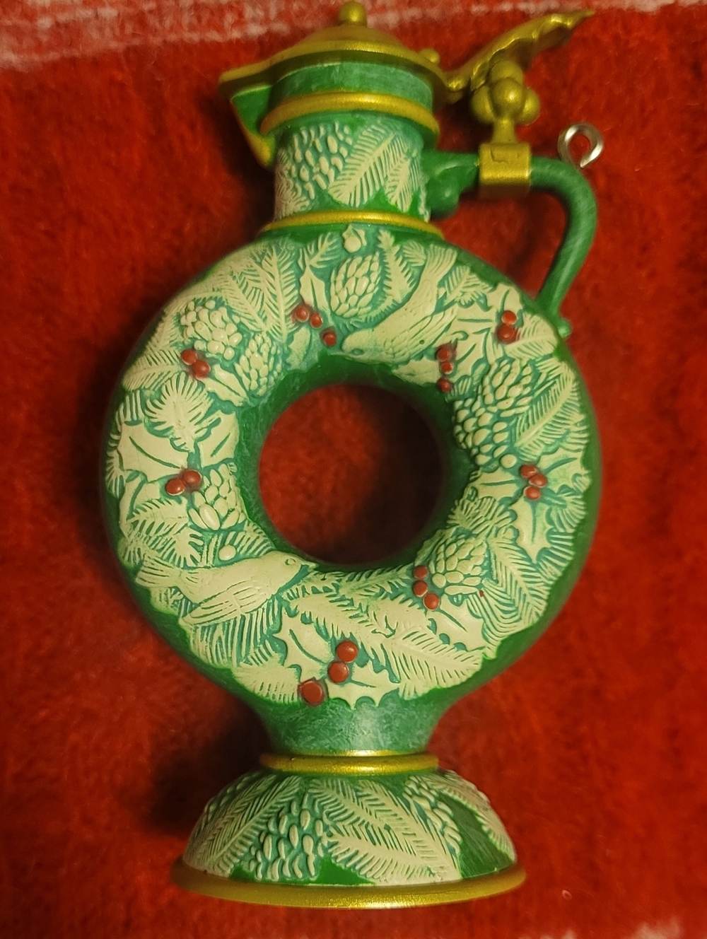 Hallmark Green and Gold Beer Stein Ornament